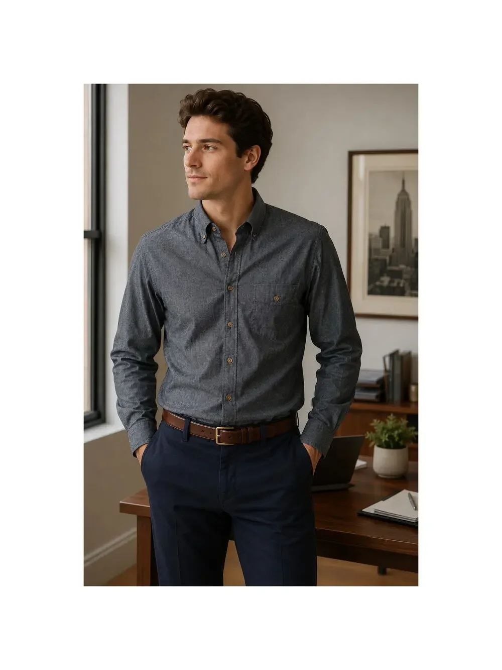 J.Crew Men's Gray Black Button-Down Shirt 100% Cotton Business Casual Workwear M
